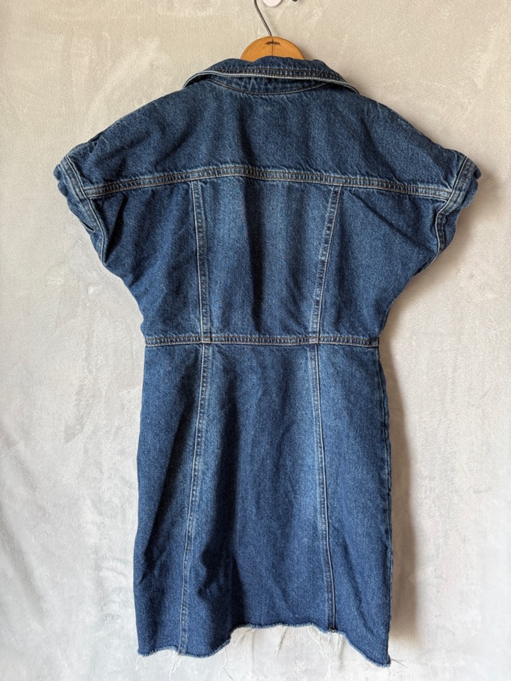 Free People The City Denim Mini Dress Women’s XS Blue Button Front Short Sleeve - Picture 3 of 16